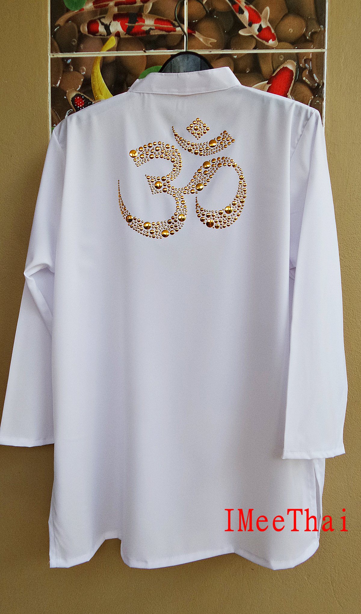 เสื้อ โอม พระพิฆเนศ ลายกระดุม หน้าเงินหลังทอง