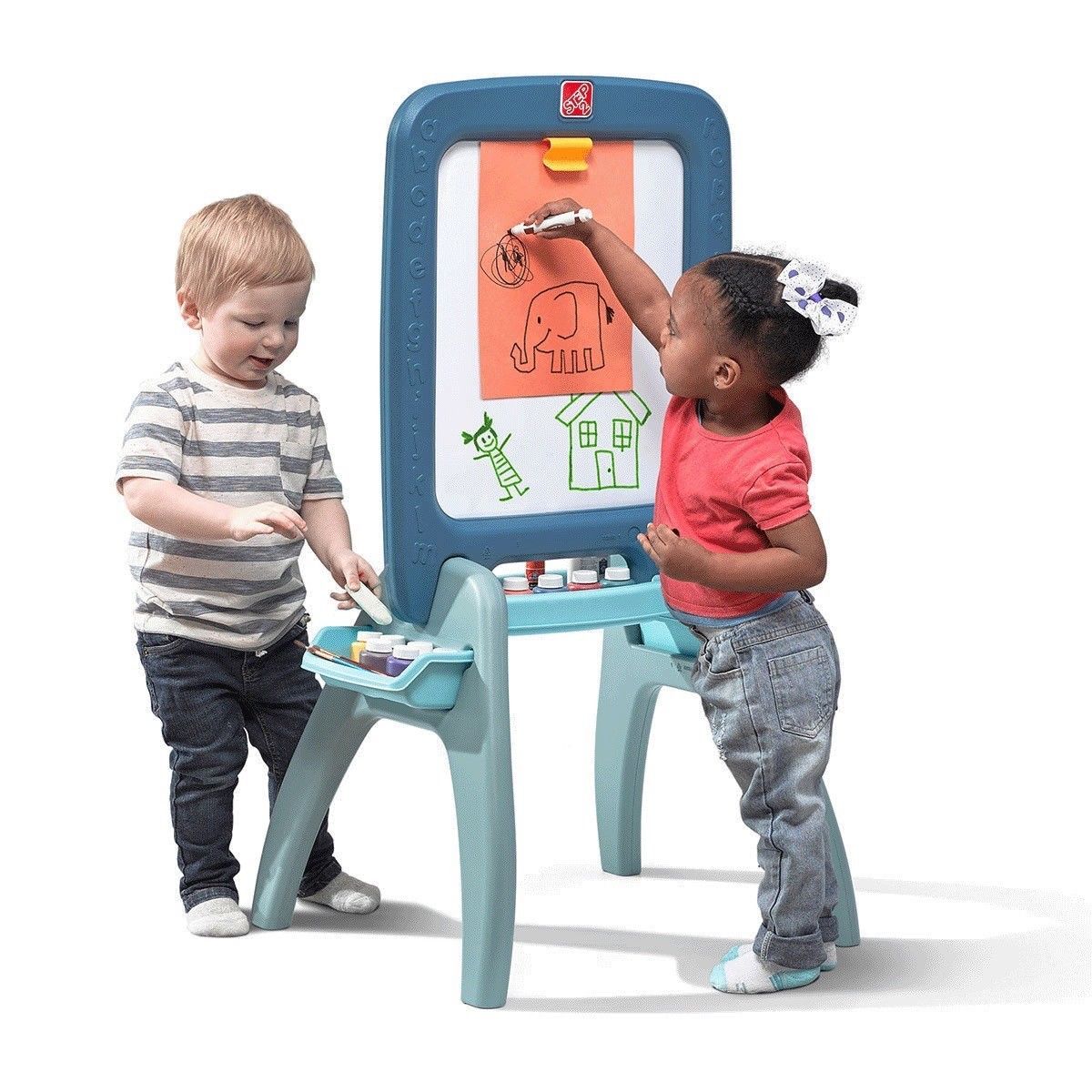 กระดานศิลปะพร้อมตัวอักษรแม่เหล็ก Step2 All Around Easel for Two (Blue)