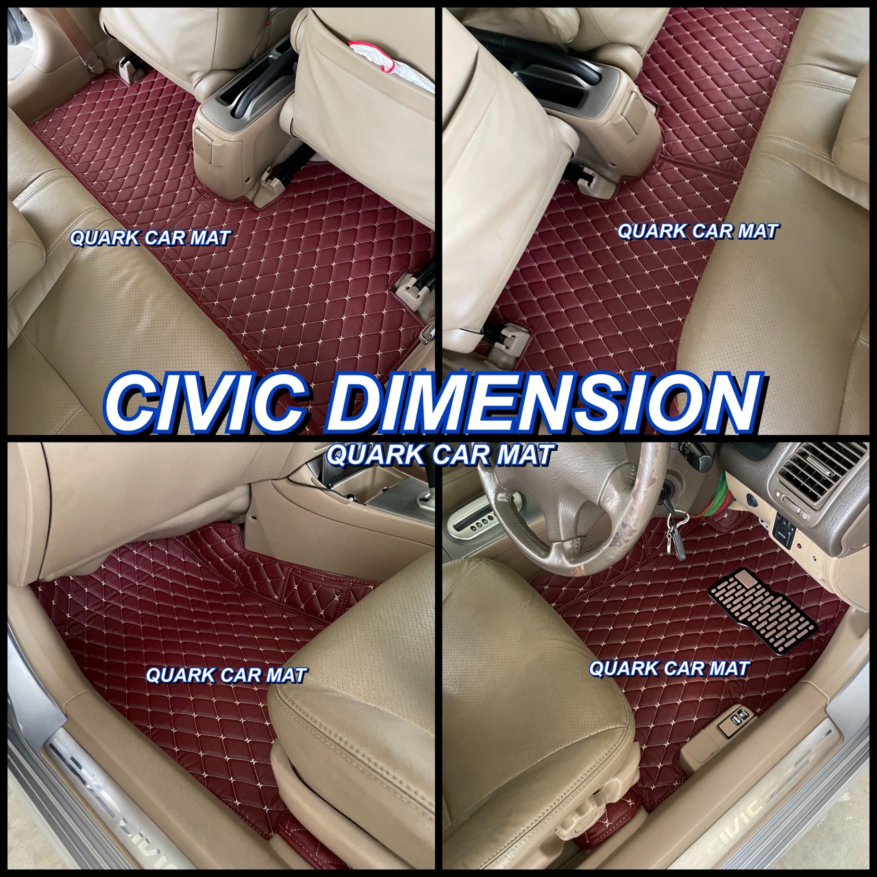 พรม6D CIVIC DIMENSION ES ไดเมนชั่น รุ่นหนา แท้ ตรงรุ่น เข้ารูป พรมรถยนต์ ฟรีแถม3อย่าง
