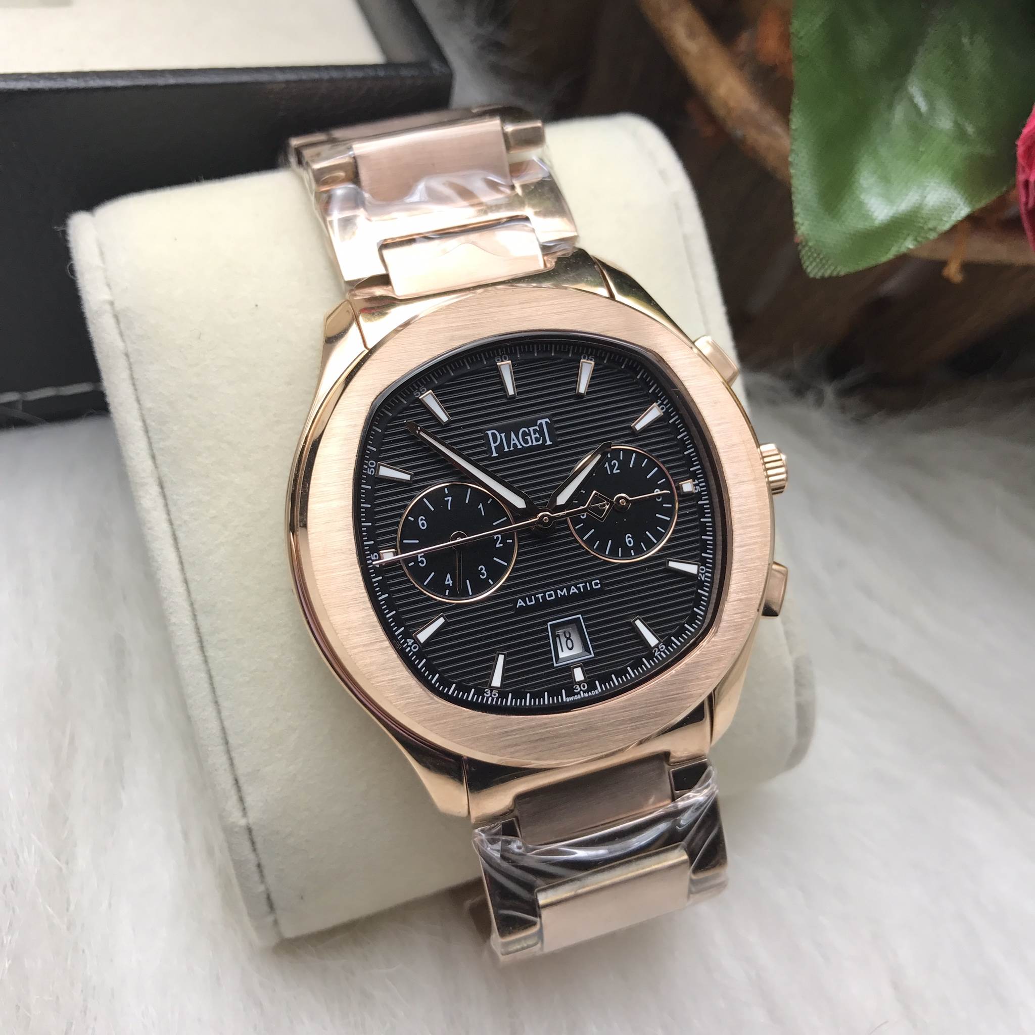 นาฬิกา Piaget PoLo S Chronograph 42 mm.หน้าดำ โชว์กลไก Mirror Swiss สายแสตนเลส