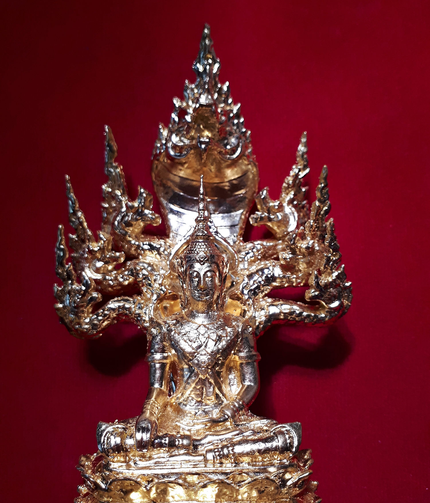 รูปหล่อ สมเด็จองค์ปฐม ปางพระนาคปรก(พญานาค7หัว) ปิดทองแท้ (หน้าตัก3.5ซม) ปี2560 #รับประกันแท้ - หลวงพ่อหนุน วัดพุทธโมกข์