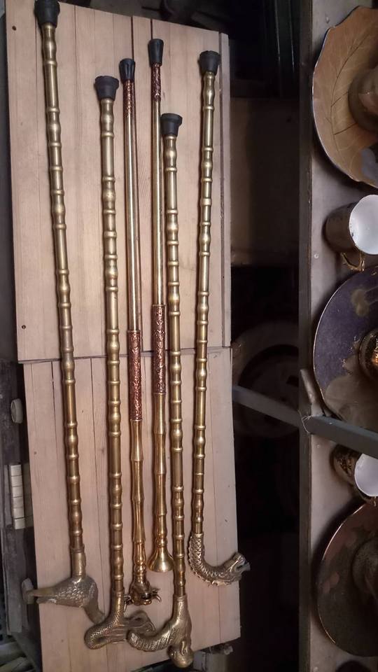 ไม้คฑา ไม้เท้า ไม้ตะพด ทำจากทองเหลือง (ยาว85ซม)