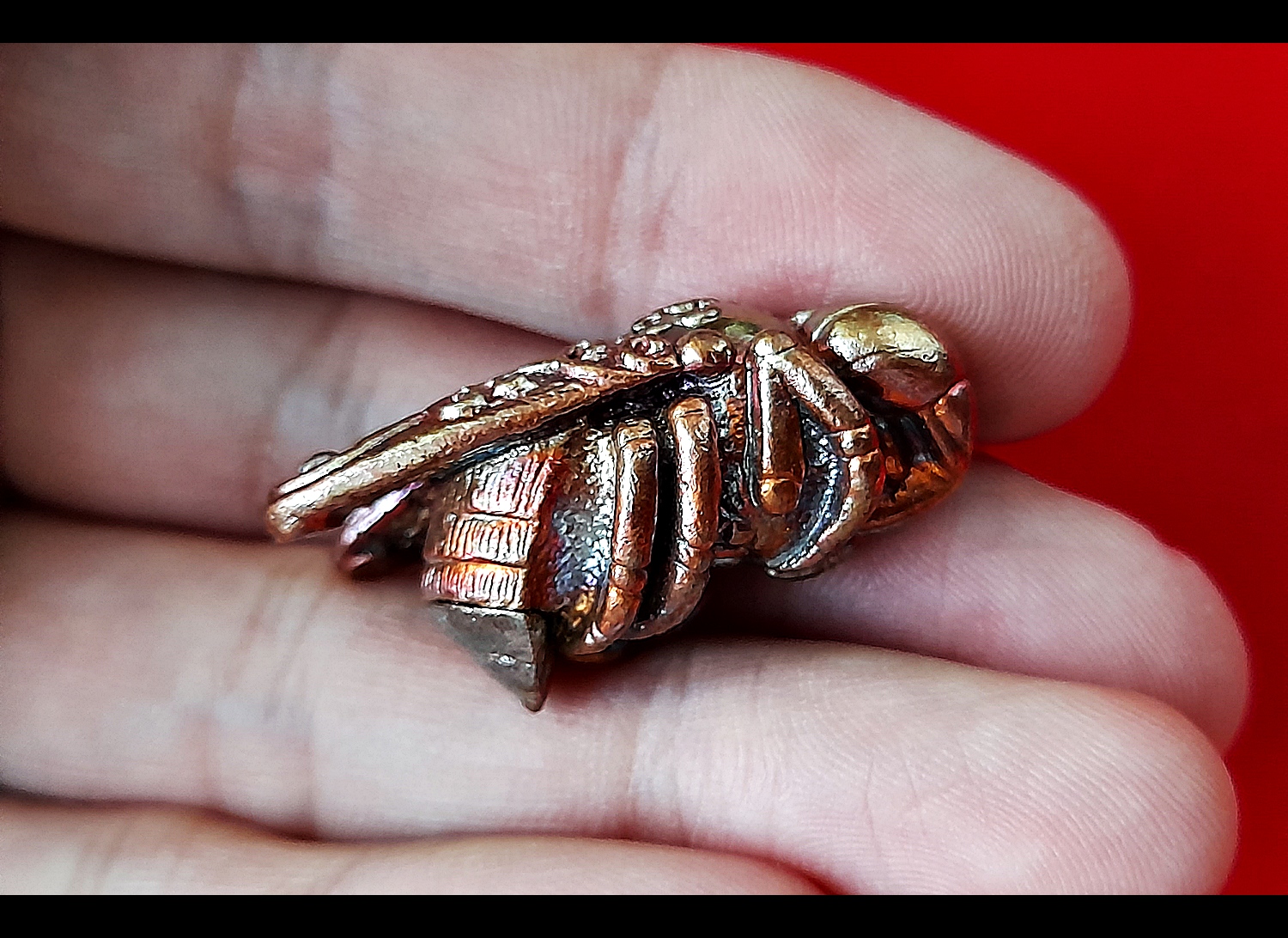 พญาแมลงภู่คำ กายสิทธิ์(สีเหลือบรุ้ง) เนื้อโลหะธาตุกายสิทธิ์ เหล็กไหลสุริยันราชา ผสมชนวนเนื้อเงินมหาสะท้อน ก้นบรรจุปรอทตามตำรา ปี2564 (ปลุกเสก16พิธี มหาโสฬสมหามงคล) #รับประกันแท้