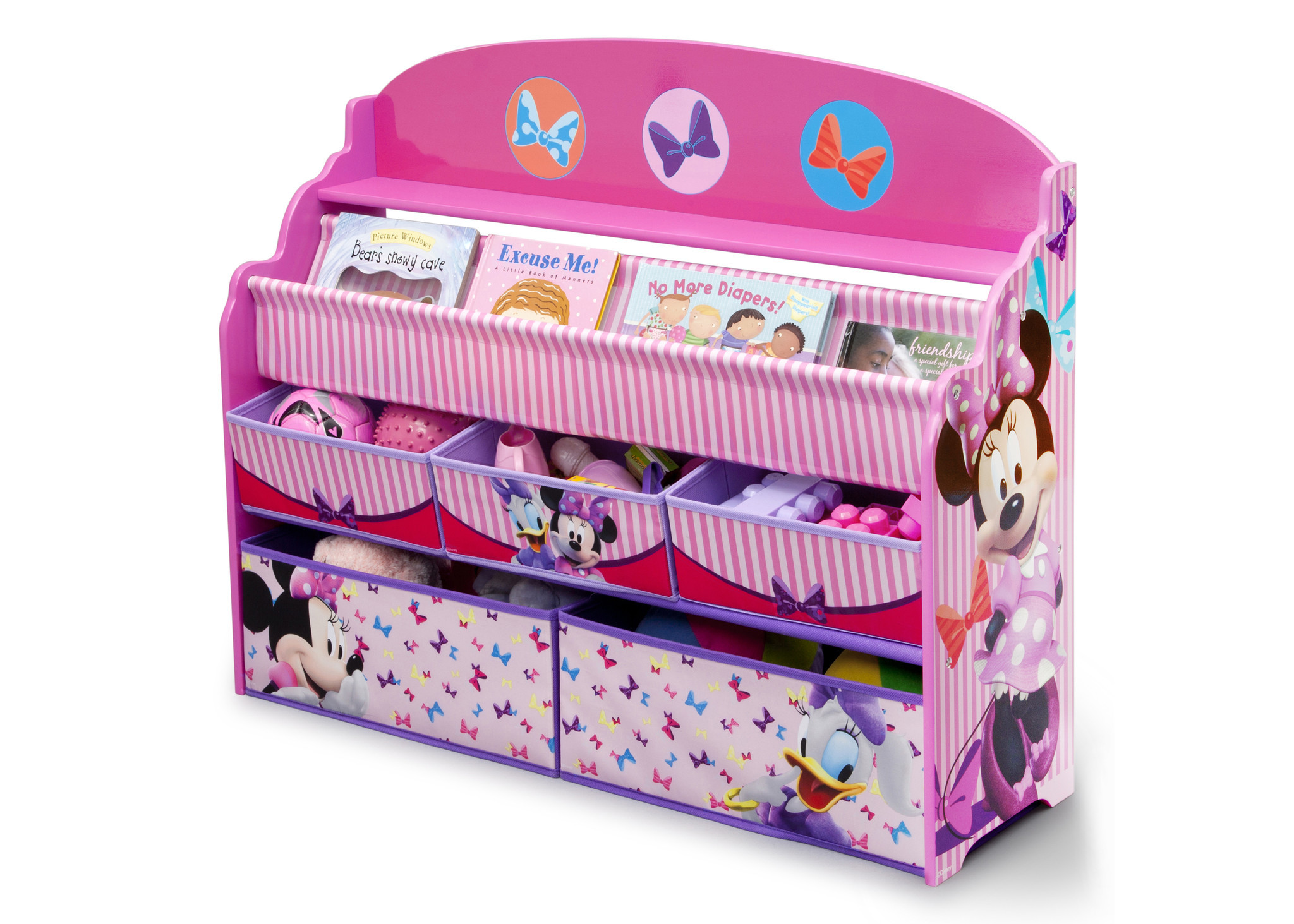 ชั้นวางหนังสือพร้อมกล่องเก็บของเล่นสำหรับลูกน้อย Delta Children Deluxe Book & Toy Organizer (Disney Minnie Mouse)