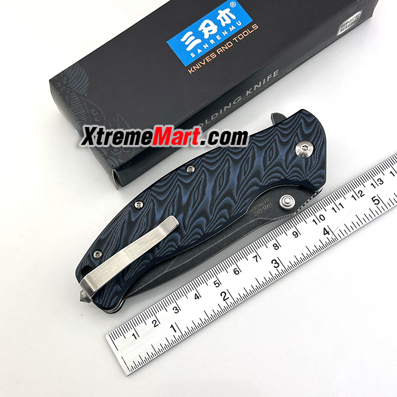 มีดพับ SANRENMU 1005 SRM-1005-GX2 ใบมีดสแตนเลส 9cr14mov ด้ามG10สีดำ จุดหมุนระบบตลับลูกปืน(Ball Bearing) เปิด-ปิด ลื่นมาก