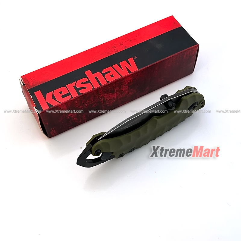 มีดพับ Kershaw 8750TOLBW Tanto Liner Lock Knife (สีเขียว) พร้อมคลิปหนีบกระเป๋าเท่ๆ
