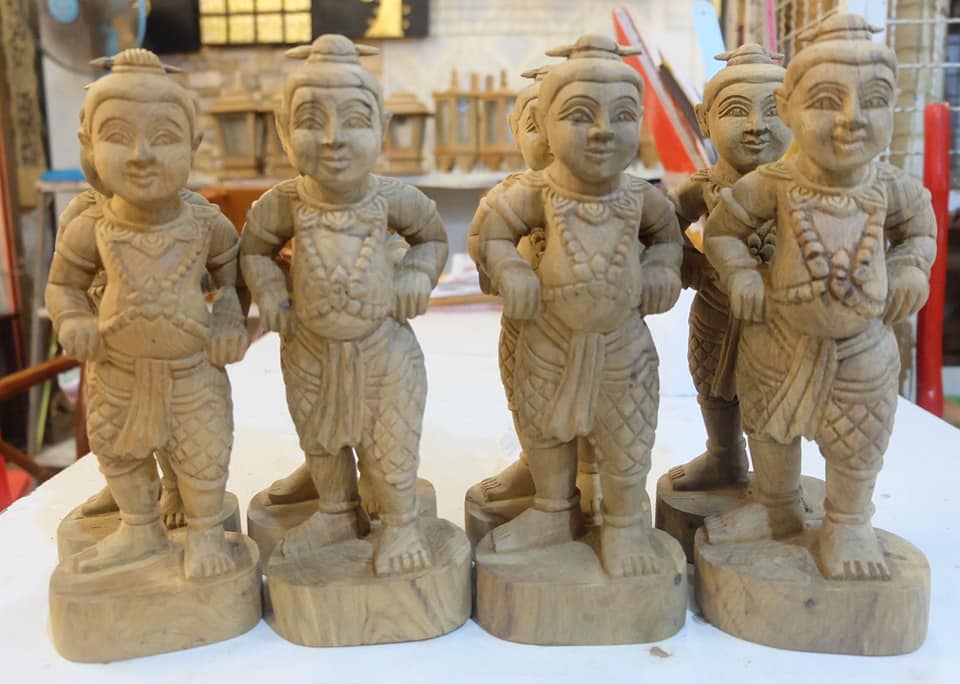 น้องกุมาร น้องกุมารี (แกะสลักจากไม้สัก) (สูง9นิ้ว)