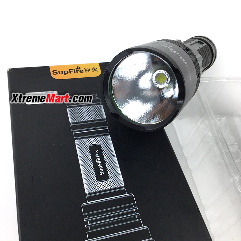 ชุดเซตไฟฉาย SupFire L6-D หลอด P50 4-chip High power LED สว่าง 1200 Lumens 15W 5 โหมด พร้อมแบตเตอรี่ 26650 และสายชาร์จ USB