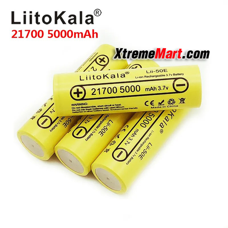 แบตเตอรี่ Liitokala lii-50E 21700 5000mah ชาร์จได้ 3.7V 5C discharge High Power batteries For High-power Appliances (ราคาต่อ1ก้อน)