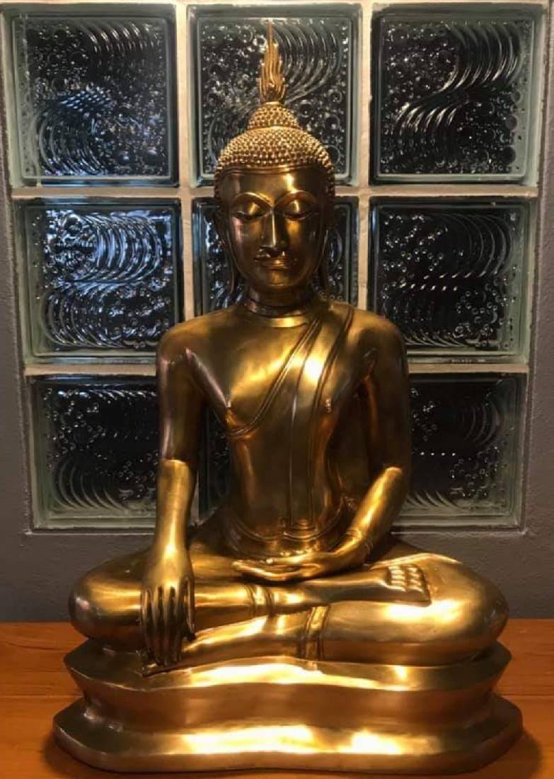 รูปหล่อ พระพุทธรูป อู่ทอง องค์ใหญ่ (หน้าตัก16 นิ้ว ฐานกว้าง17นิ้ว ความสูง26นิ้ว) เนื้อทองเหลือง