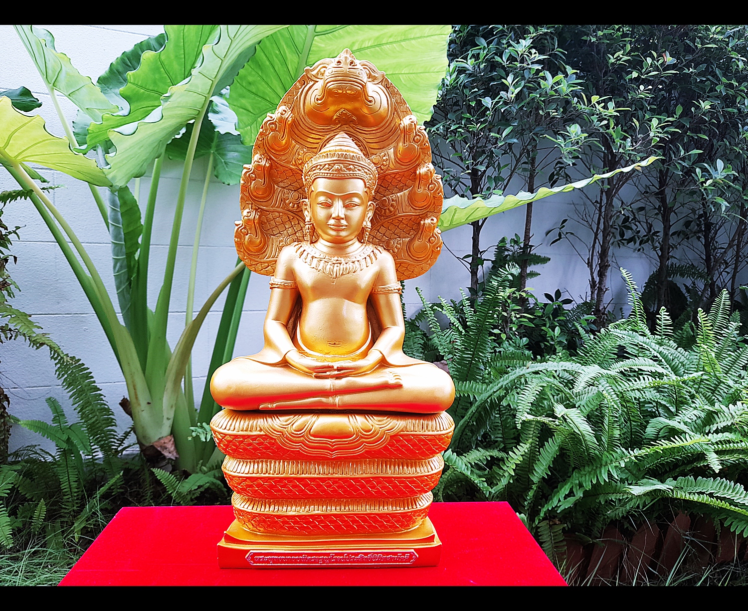 รูปหล่อ พระพุทธรูปนาคปรก พระนาคปรก ปางศิลปขอม เนื้อไฟเบอร์ (องค์ขนาดใหญ่ หน้าตัก9นิ้ว สูง19นิ้ว ลึก4นิ้ว ครึ่ง) สีทอง (แยกส่วนได้) เข้าพิธีปลุกเสกมาตั้งแต่ ปี2560-ปี2564 #รับประกันแท้