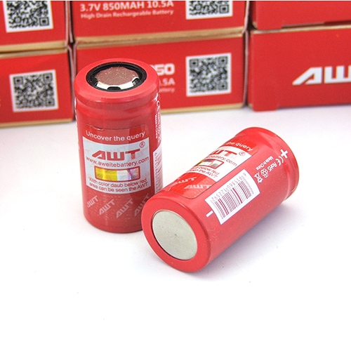 แบตเตอรี่ AWT 18350 3.7V 10.5A 850mAh high drain battery Rechargeable No Protected (ของแท้ 100% จากโรงงาน AWT โดยตรง)