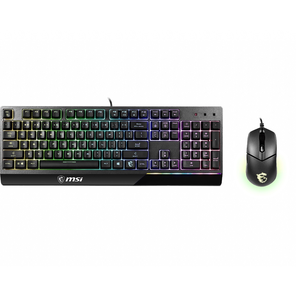 KEYBOARD & MOUSE (คีย์บอร์ดและเมาส์) White สีขาว MSI VIGOR GK30 GAMING KEYBOARD AND CLUTCH GM11 GAMING MOUSE COMBO