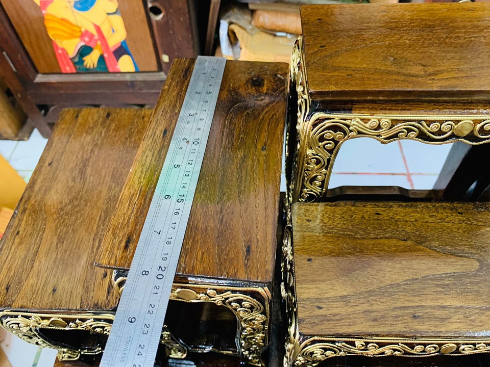 โต๊ะหมู่บูชา (หมู่9หน้า4) - (ไม้สัก แต่งลงลายดิ้นทอง)