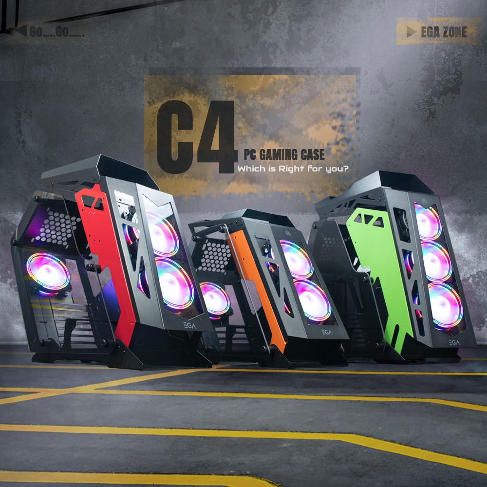 Case EGA TYPE C4 ATX TEMPERED GLASS GAMING CASE #Size M ขนาดกลาง