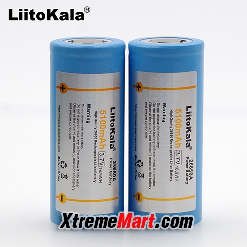 แบตเตอรี่ LiitoKala 26650A Rechargeable 3.7V 5100mAh Lithium Battery (ก้อนละ)