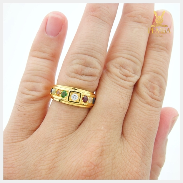 แหวนนพเก้า เพชรแท้ 10 ตัง เสริมมงคลชีวิต (สามารถสั่งทำได้ค่ะ)