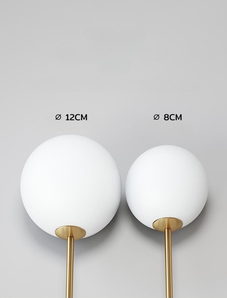 โคมไฟแขวนเพดานเส้นทรงโค้งตัว U คว่ำโป๊ะแก้วสีขาวด้านทรงกลมไฟ 2 ดวง สไตล์โมเดิร์นมินิมอล [UAG-120]