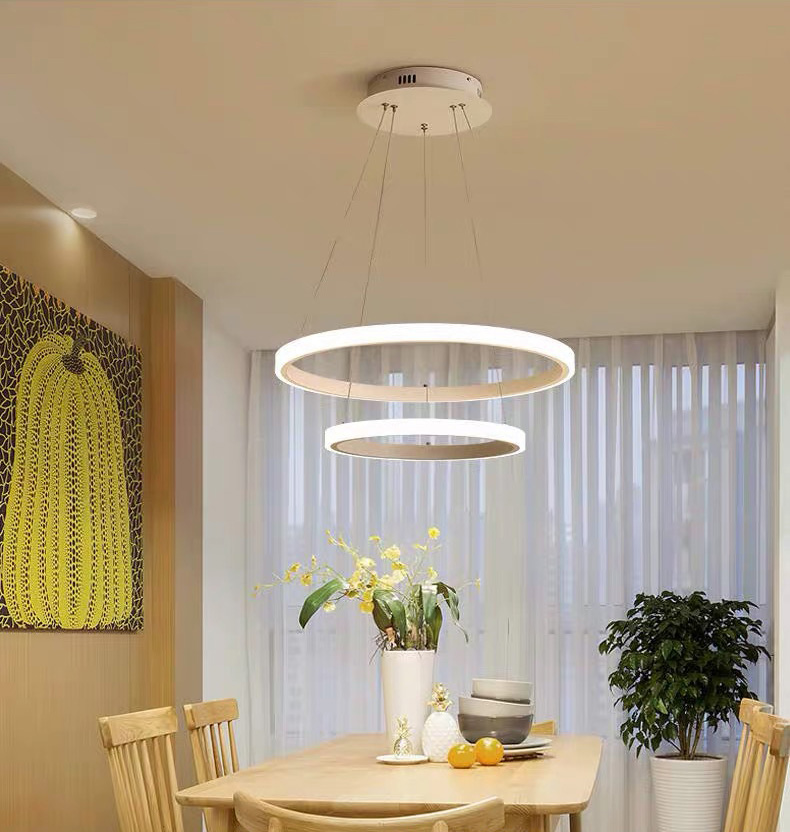 โคมไฟแขวนเพดานทรงวงแหวนกลม LED สไตล์โมเดิร์นปรับเอียงได้ [C-8821]