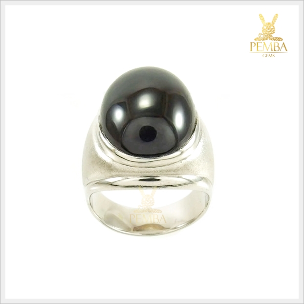 แหวนนิลแท้ ทรงหลังเบี้ย เงินแท้925 เสริมอำนาจบารมี ลูกน้องรักใคร่