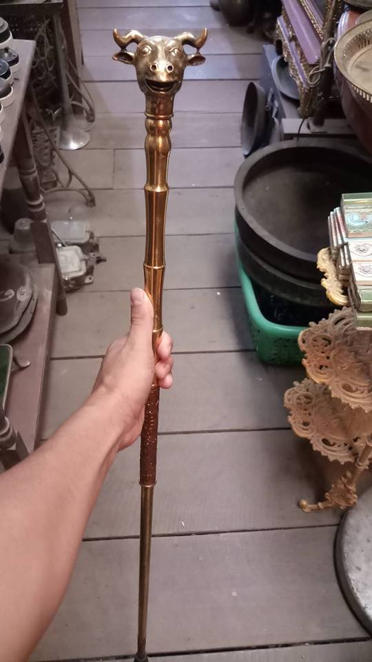 ไม้คฑา ไม้เท้า ไม้ตะพด ทำจากทองเหลือง (ยาว85ซม)