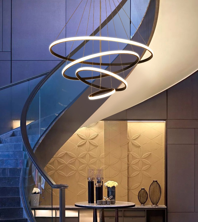 โคมไฟแขวนเพดานทรงวงแหวนกลม LED สไตล์โมเดิร์นปรับเอียงได้ [C-8821]