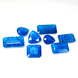 BLUE APATITE บลูอะพาไทท์ จัดเซท ขนาดใหญ่ หนักรวม 23.96 กะรัต สีฟ้าเข้มหรือน้ำเงิน ของจริงสีสวยกว่าในรูปค่ะ สีค่อนข้างหาได้ยาก