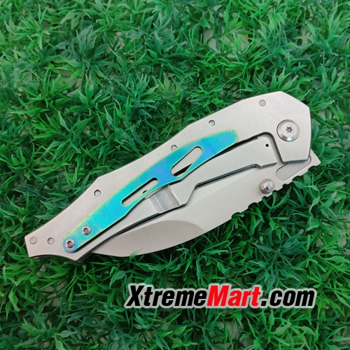 มีดพับ Navy รุ่น SR598B-BK Liner Lock Stainless Steel Folding Knife (สีดำ) พร้อมซองผ้าใส่มีด ด้ามจับ 2 สไตล์ G10&Stonewash