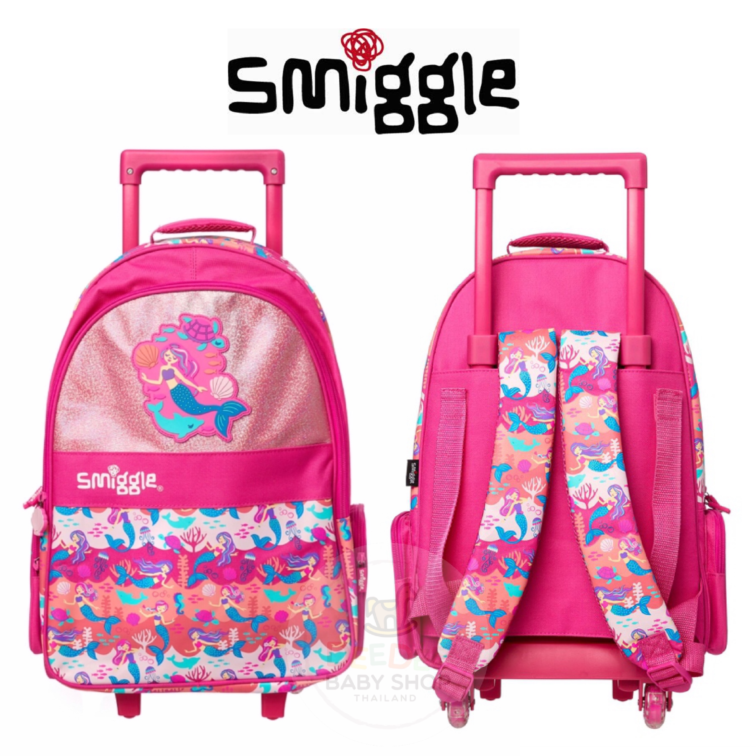 กระเป๋าสะพายเป้พร้อมล้อลาก Smiggle Wizz Trolley Backpack with Light Up Wheels (Pink)
