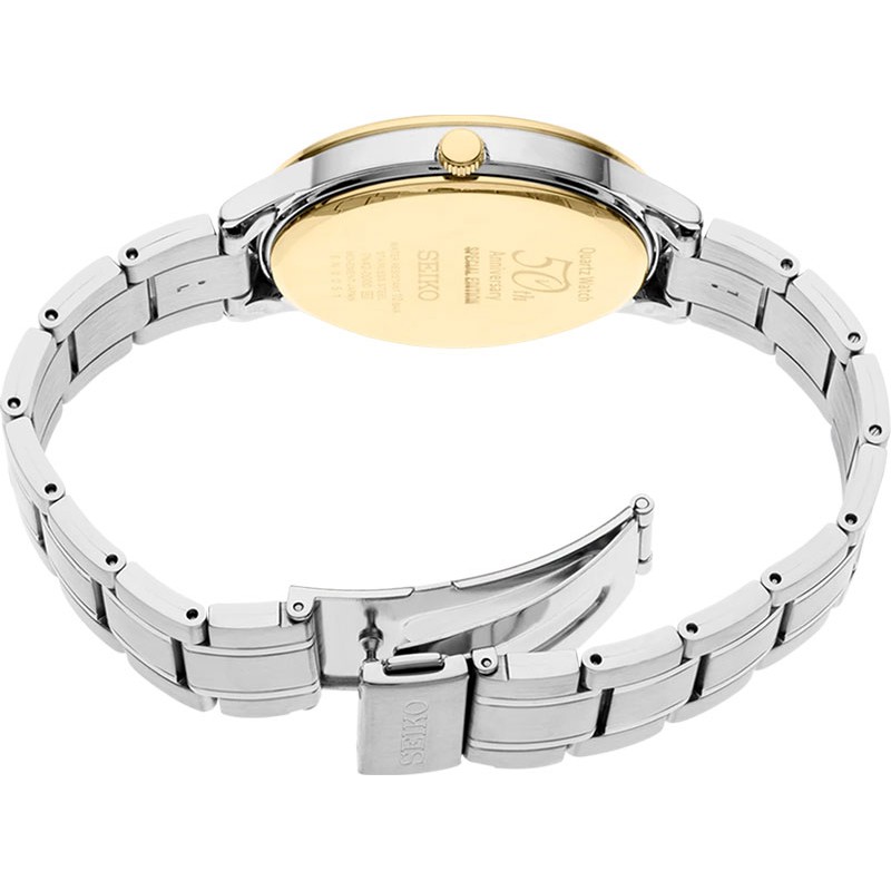 Karnvera Shop นาฬิกาข้อมือผู้ชาย Seiko Essentials Quartz Champagne Dial Men's Watch SGEH92P1