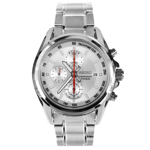 Seiko Chronograph Silver Dial Titanium Men's Watch SNDE57P1