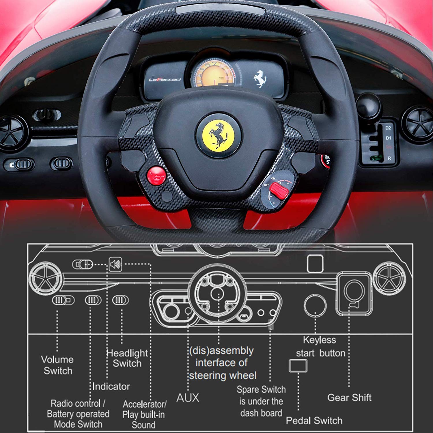 รถแบตเตอรี่พร้อมรีโมทบังคับวิทยุ RASTAR Ferrari Laferrari FXX K 12V Ride-On (Red)