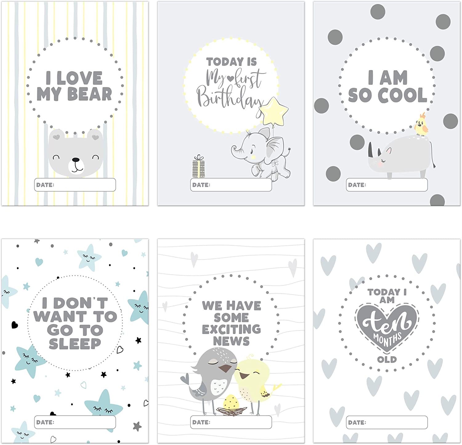 การ์ดไมล์สโตนอายุและพัฒนาการของลูกน้อย Silly Sentiments Baby Milestone Cards