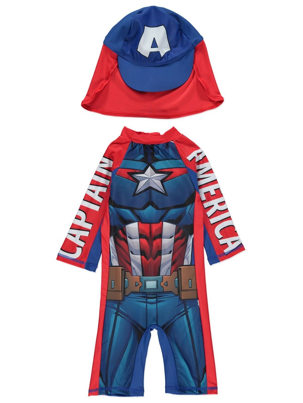 ชุดว่ายน้ำเด็กชายพร้อมหมวก Captain America Sunsafe Swim Suit กันรังสี UV 40 ไซส์ 5-6 และ 6-7 ปี