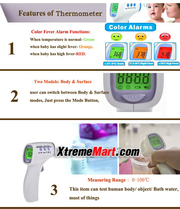 เครื่องวัดอุณหภูมิแบบอินฟราเรดแบบไม่ต้องสัมผัส Baby Safety Care Non-Contact Digital IR Infrared Laser Body Thermometers vantech