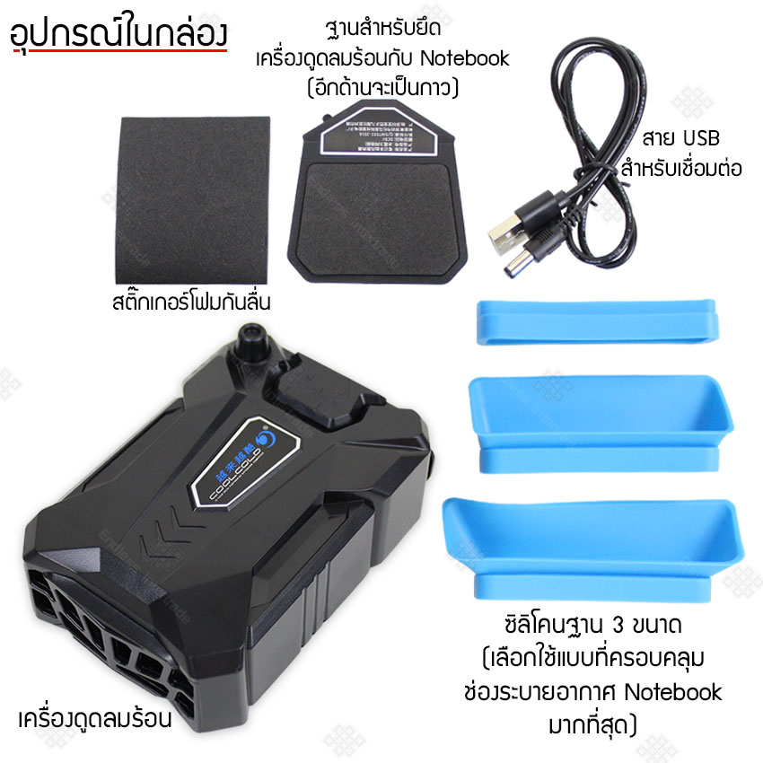 Elit เครื่องดูดลมร้อนสำหรับโน๊ตบุ๊ค พัดลมระบายอากาศโน๊ตบุ๊ค แล็ปท็อป Vacuum Notebook Cooler รุ่น P4PM NI5L (สีดำ)