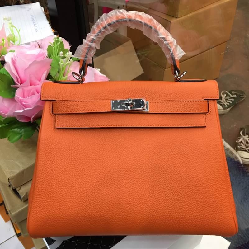 พร้อมส่ง กระเป่า hm kelly togo 28 cm สีส้ม