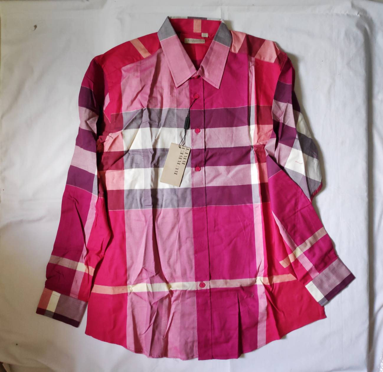 เสื้อเชิ้ตแขนยาวชาย bb brit สีชมพู size xxl