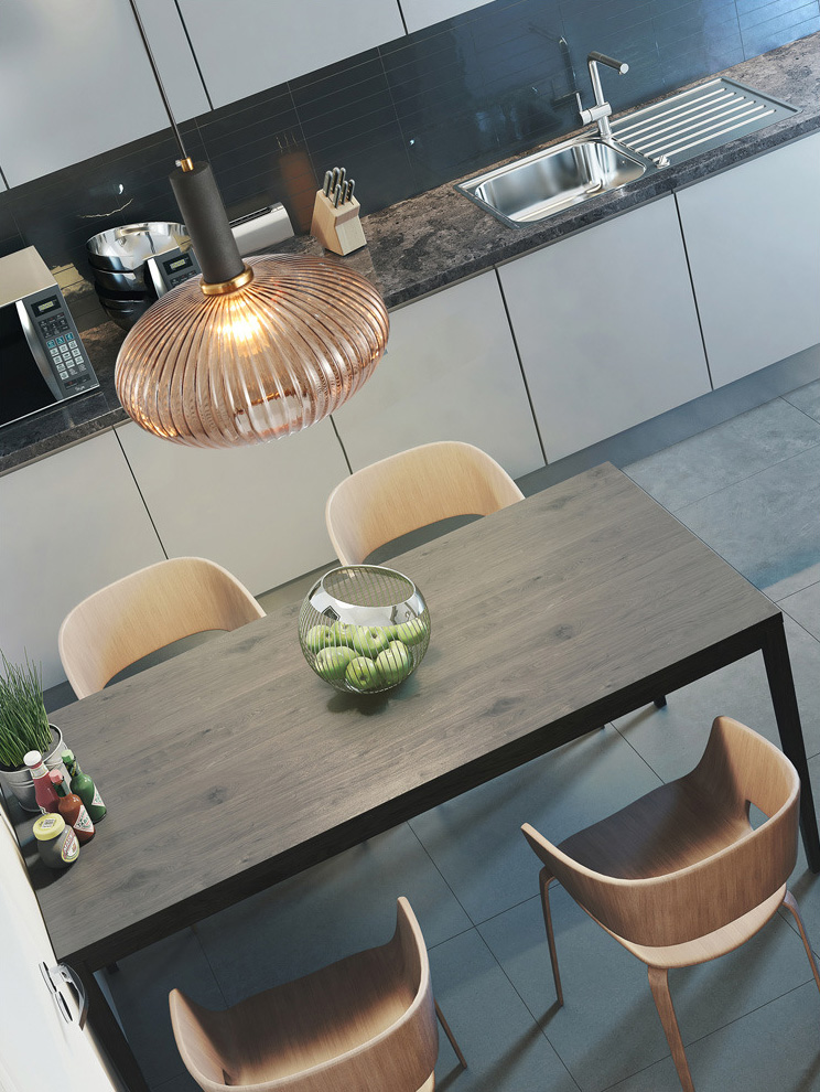 โคมไฟแขวนเพดานแก้วมีจีบด้ามสีทอง [CASA015]