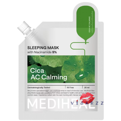 (ซองสีเขียว) Mediheal Sleeping Mask Cica AC Calming 20mL เมดิฮีล ซิก้า เอซี คาล์มมิ่ง สลีปปิ้งมาส์ก สูตรเข้มข้น ทาก่อนนอน ไม่ต้องล้างออก ช่วยปลอบประโลมผิว ลดการระคายเคือง รอยแดง รอยสิว