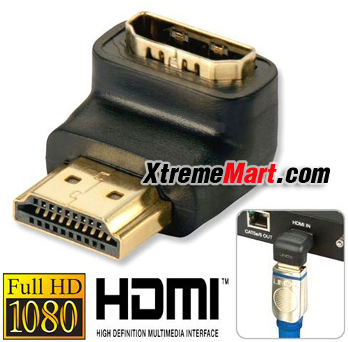 ข้อต่อ ข้องอ แปลง HDMI 90องศา Premium 1.3 Gold HDMI 90 Degree Male to Female Converter Adapter