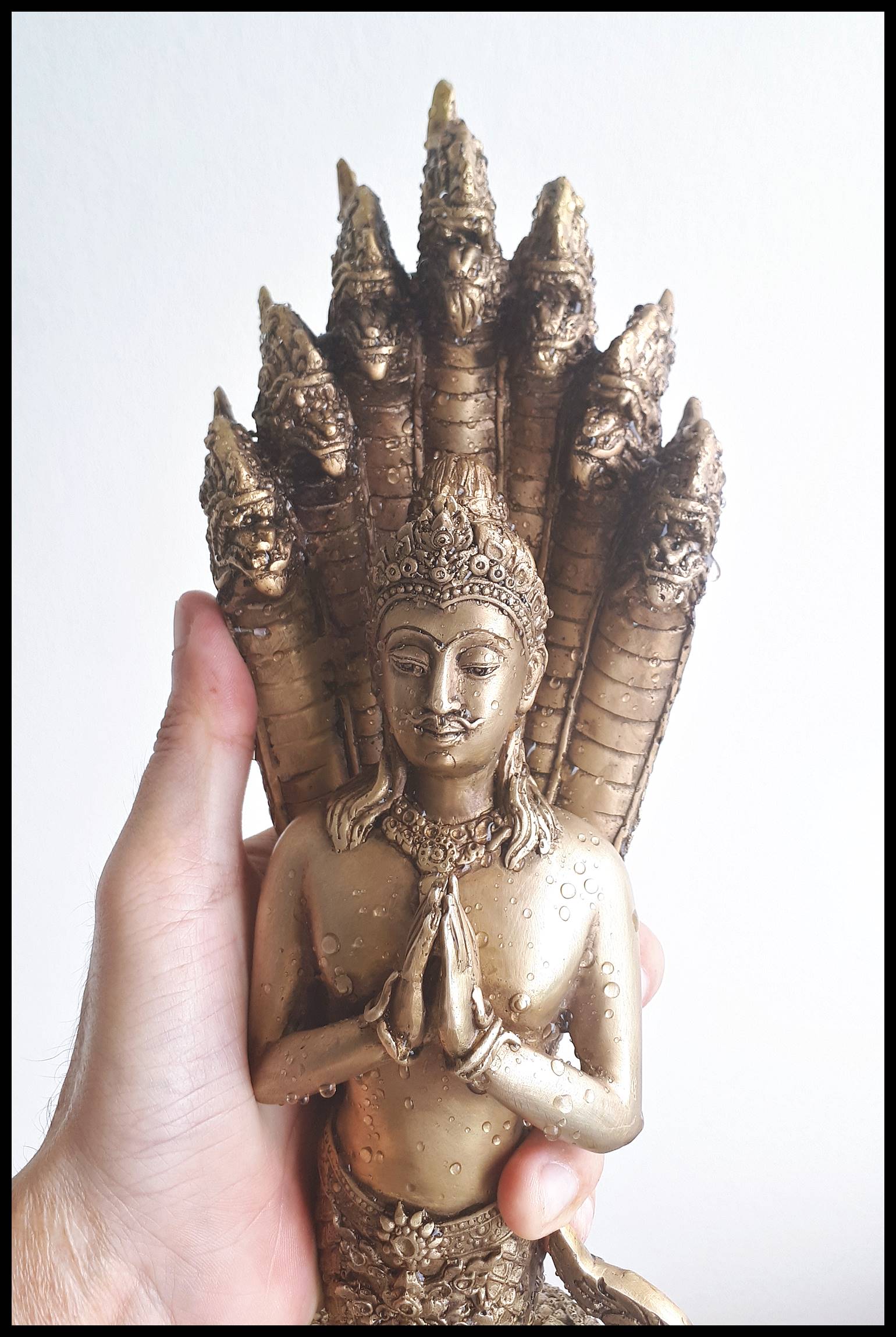 รูปหล่อ คู่ พญานาคราช ปางพรมมือ (ท่านปู่นาคา-ศรีสุทโธ ท่านยานาคี-ศรีปทุมวัน) พญานาคปรก 7ตน 7เศียร โลหะทองเหลือง (ขนาดบูชา สูง15นิ้ว) (ขายปลีก ขายส่ง)