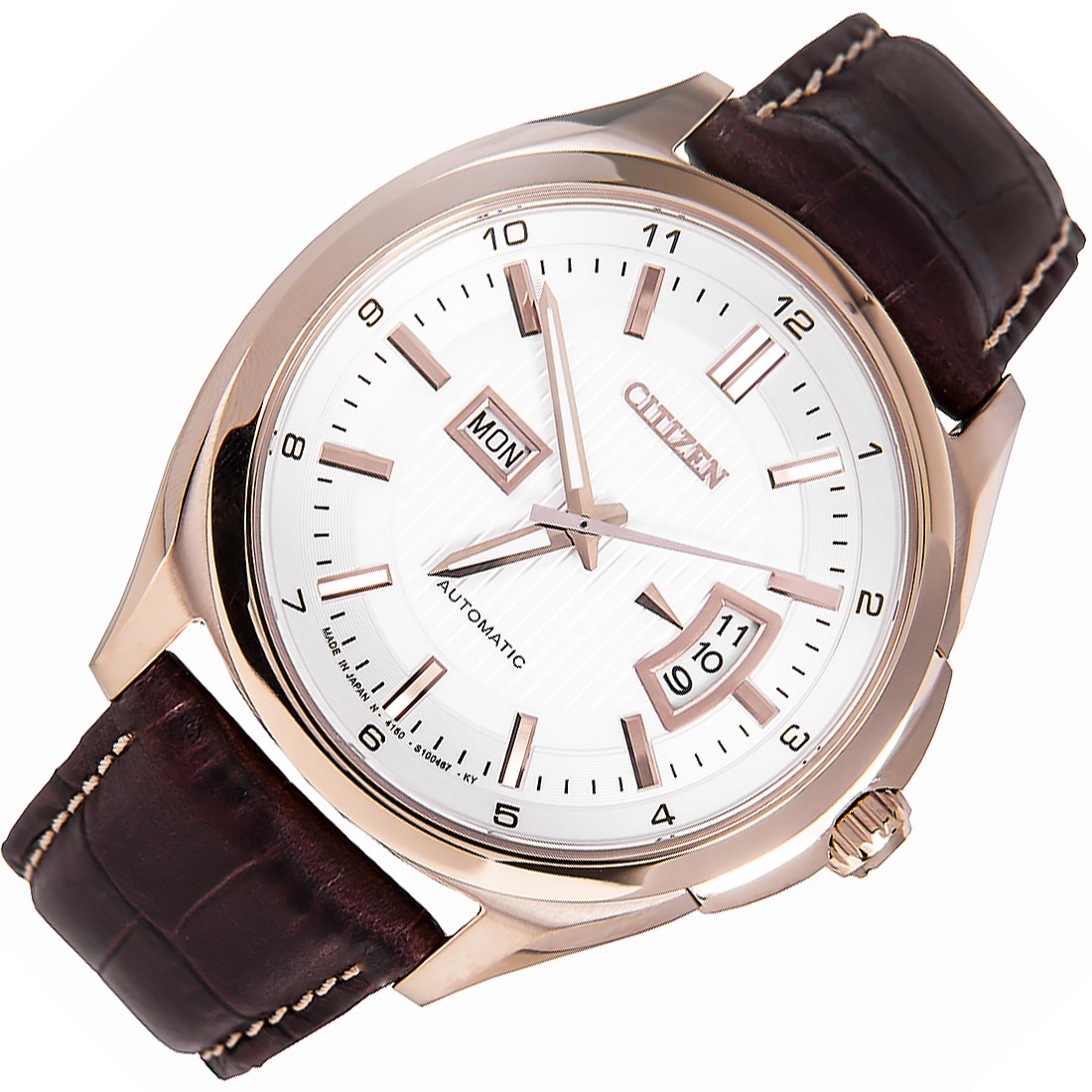 Citizen NP4033-09A Men Automatic Brown Leather Strap Analog Round Watch