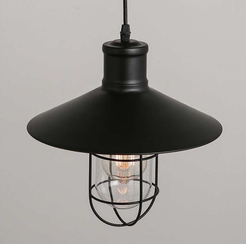 โคมไฟห้อยเพดาน Industrial Loft สีดำ เหล็กดัดครอบแก้ว