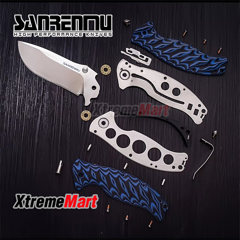 มีดพับ SANRENMU 1005 SRM-1005 ใบมีดสแตนเลส 9cr14mov ด้ามG10สีน้ำตาล จุดหมุนระบบตลับลูกปืน(Ball Bearing) เปิด-ปิด ลื่นมาก