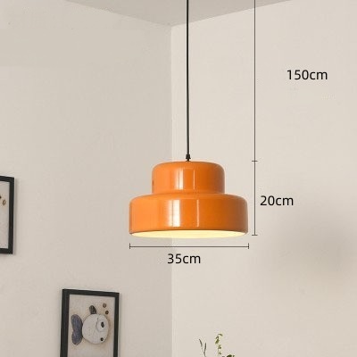 โคมไฟแขวนเพดานสีส้มสไตล์โมเดิร์นปากโคมทรงกลมกว้าง 35CM มีรูกระจายแสงด้านบน [VOG-7065]