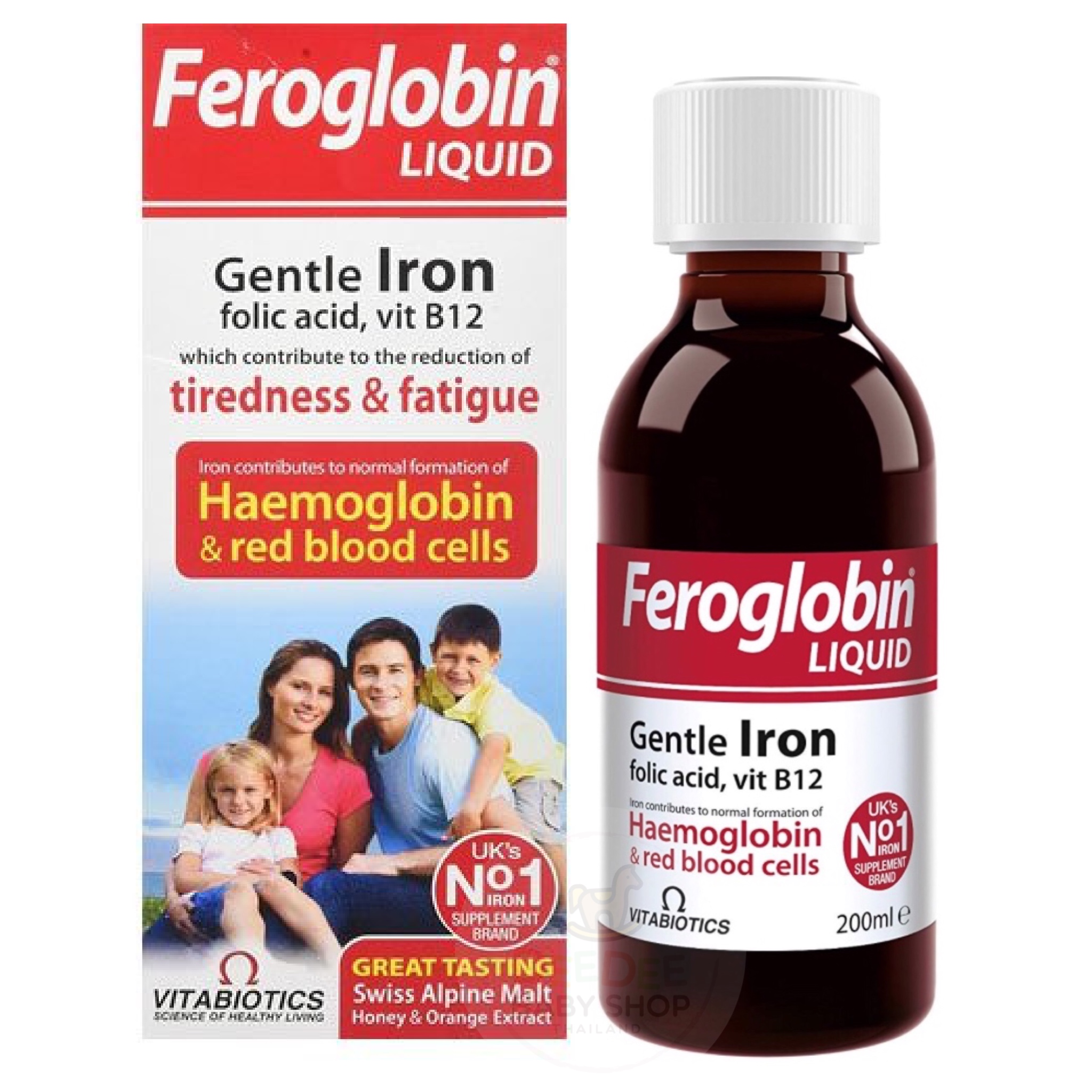 ธาตุเหล็กสำหรับเด็กโตและผู้ใหญ่ Vitabiotics Feroglobin Liquid (200ml.)