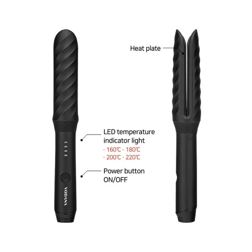 (ใหม่ พร้อมส่ง มุมกล่องขาดเล็กน้อย) Vodana Heat-Resistant All in One Iron Curl & Flat โวดาน่าเครื่องหนีบผมและม้วนผม 2 in1 สีดำ เรียบหรู ทำผมได้หลายแนวทั้งผมตรง ม้วนปลายผม หรือม้วนผม