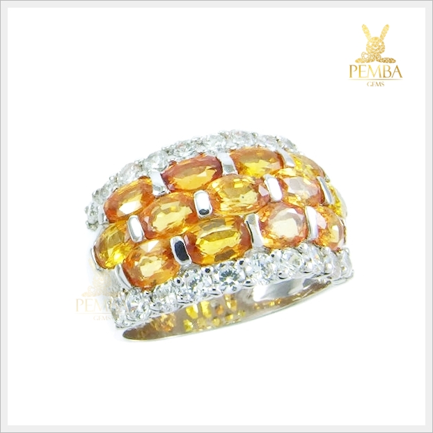 แหวนบุษราคัมแท้ เงินแท้ โชว์พลอยโดดเด่นเต็มๆ นิ้ว แหวนพลอยแท้