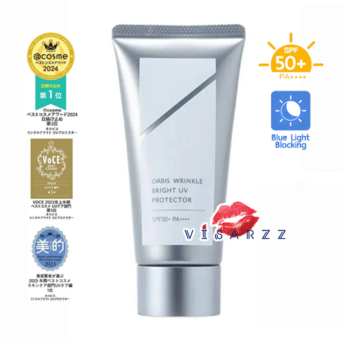 พร้อมส่ง Orbis Wrinkle Bright UV Protector SPF50+ PA++++ 50g ออบิสครีมกันแดดปกป้องผิวจาก UV กันแสงสีฟ้า (ฺBlue Light) ป้องกันฝุ่น PM2.5 พร้อมลดริ้วรอย จุดด่างดำ รุ่นนี้เป็นเวชสำอางนะคะ ส่วนผสมอ่อนโยน ปลอดภัยต่อผิว ปราศจากน้ำหอม, แอลกอฮอล์, สี, พาราเบน และ